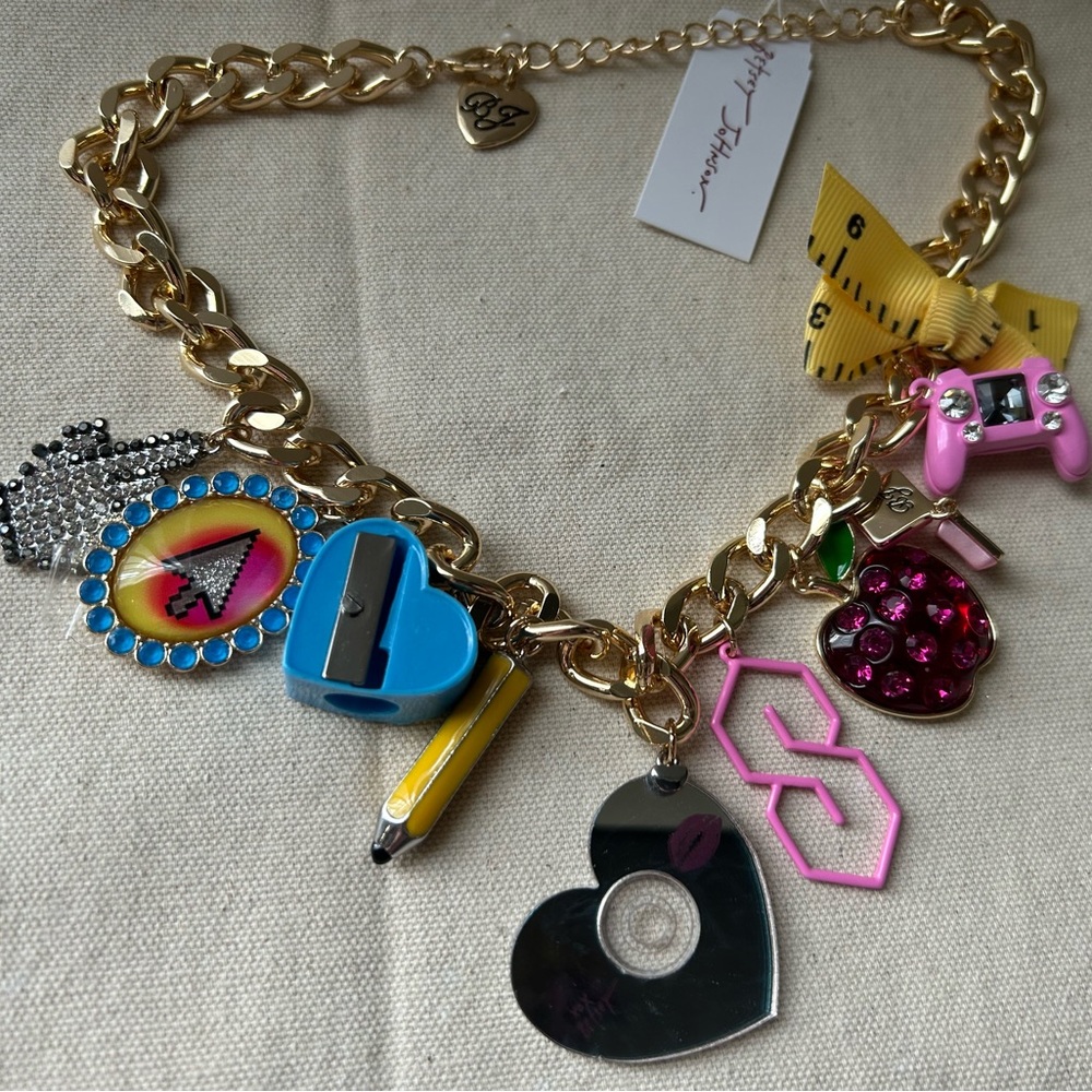 NWT Betsey Johnson School Supplies Charm Necklace.